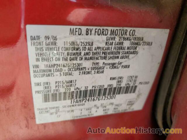 FORD 500 SEL, 1FAHP24167G125301