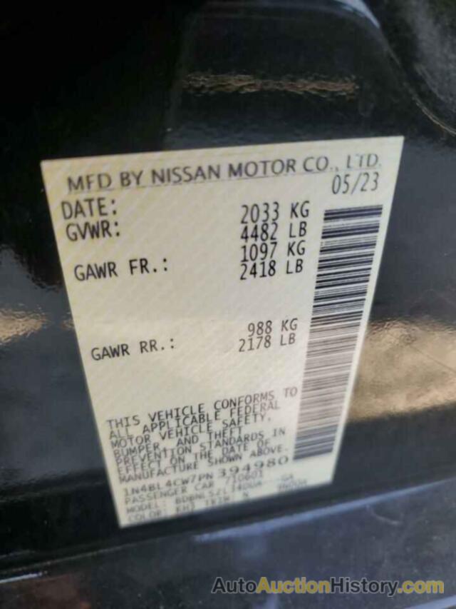 NISSAN ALTIMA SR, 1N4BL4CW7PN394980