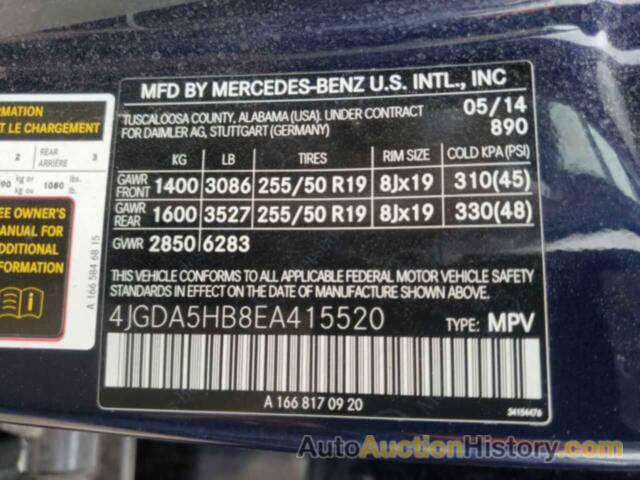 MERCEDES-BENZ M-CLASS 350 4MATIC, 4JGDA5HB8EA415520