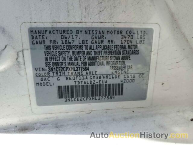 NISSAN VERSA S, 3N1CE2CPXHL377584