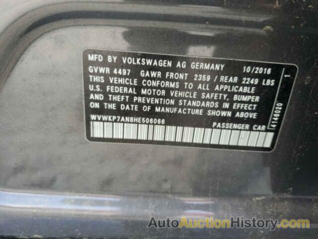 VOLKSWAGEN CC SPORT, WVWKP7AN8HE506066