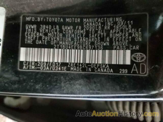 TOYOTA COROLLA BASE, 2T1BU4EE9BC697136