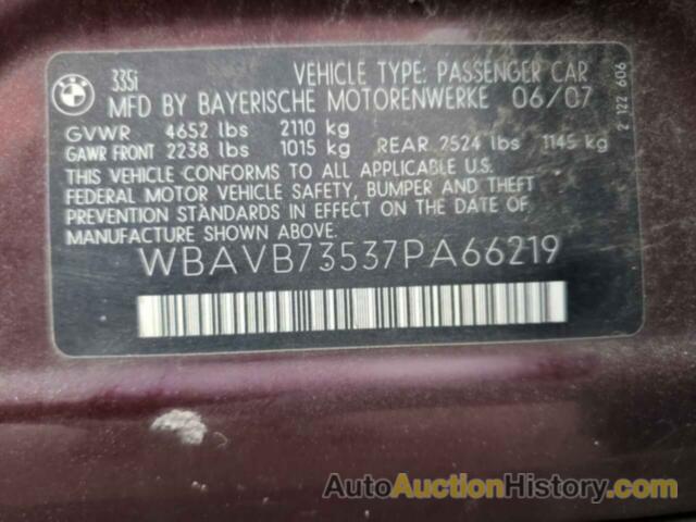 BMW 3 SERIES I, WBAVB73537PA66219