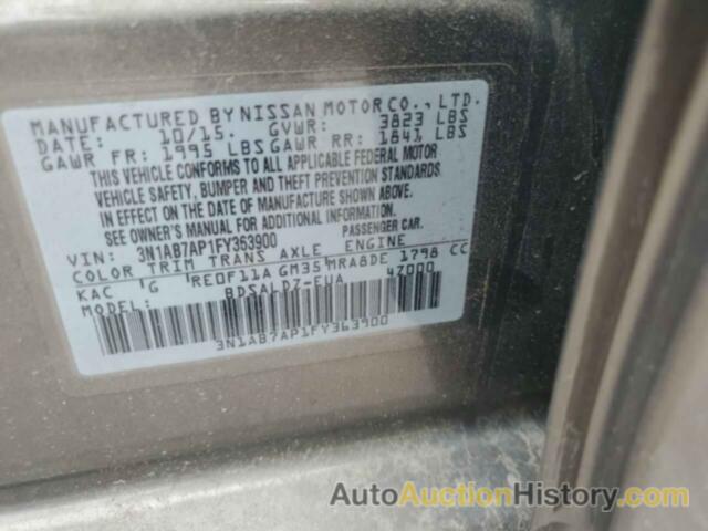 NISSAN SENTRA S, 3N1AB7AP1FY363900