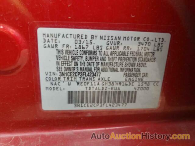 NISSAN VERSA S, 3N1CE2CP3FL423477