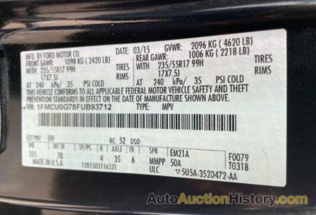 FORD ESCAPE SE, 1FMCU0G78FUB93712