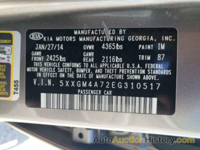 KIA OPTIMA LX, 5XXGM4A72EG310517