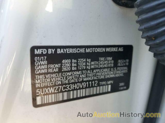 BMW X3 SDRIVE28I, 5UXWZ7C33H0V91112