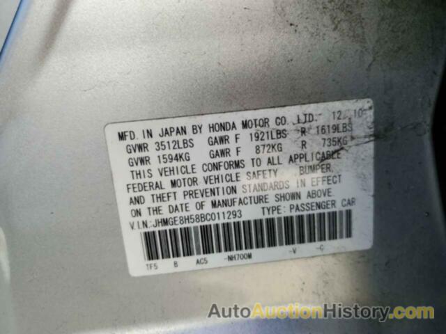 HONDA FIT SPORT, JHMGE8H58BC011293