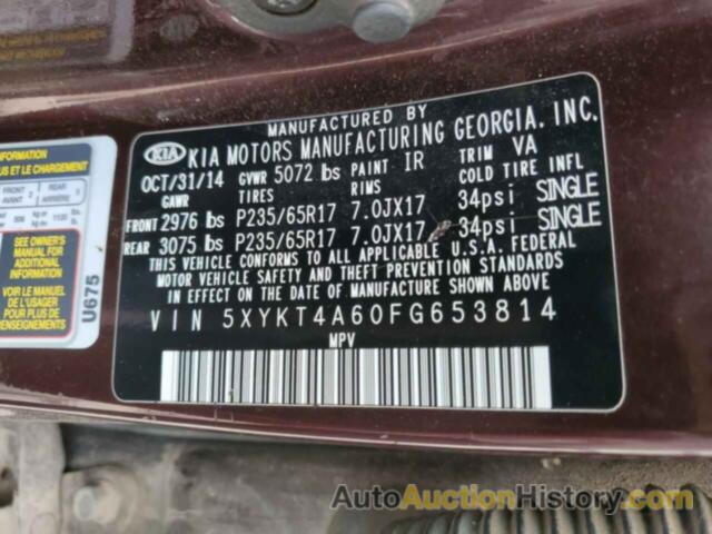 KIA SORENTO LX, 5XYKT4A60FG653814