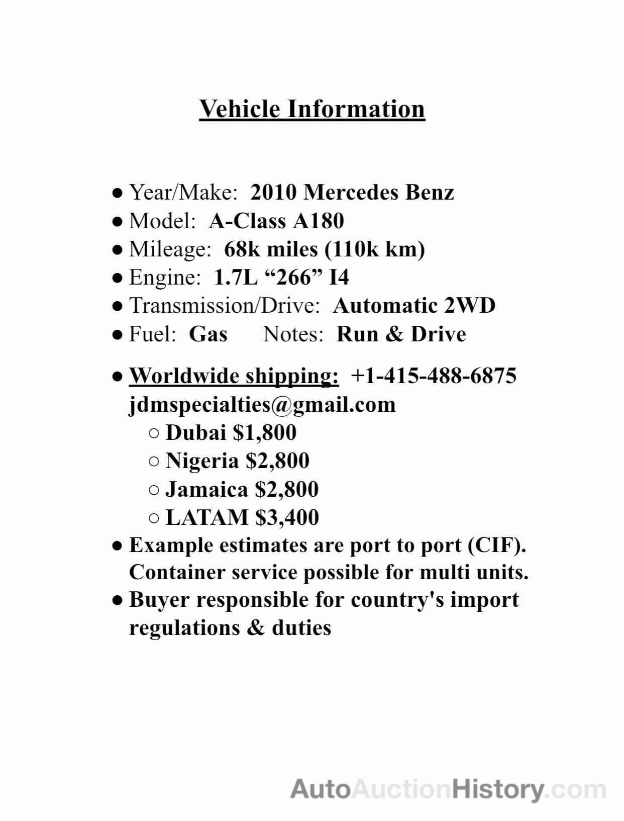 2010 MERCEDES-BENZ ALL OTHER, WDD1690322J