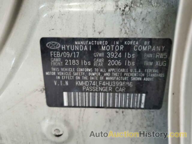 HYUNDAI ELANTRA SE, KMHD74LF4HU399886