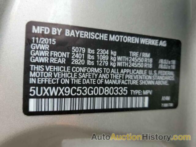 BMW X3 XDRIVE28I, 5UXWX9C53G0D80335