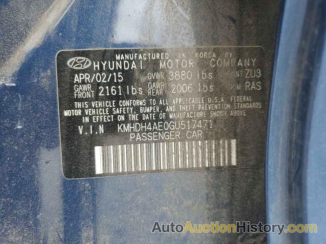 HYUNDAI ELANTRA SE, KMHDH4AE0GU517471