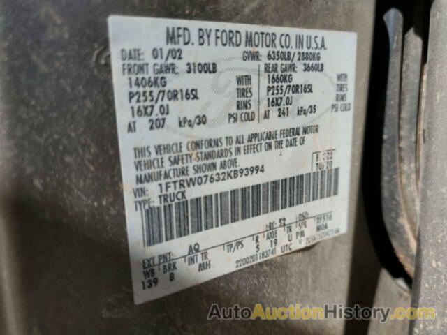 FORD F-150 SUPERCREW, 1FTRW07632KB93994