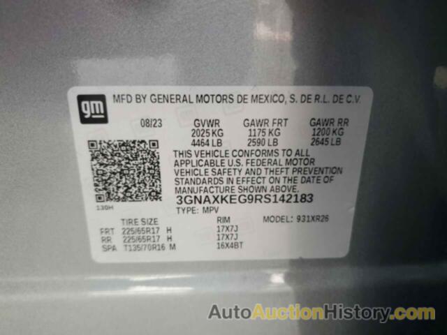 CHEVROLET EQUINOX LT, 3GNAXKEG9RS142183