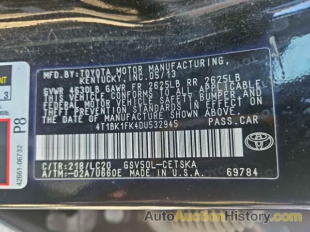 TOYOTA CAMRY SE, 4T1BK1FK4DU532945