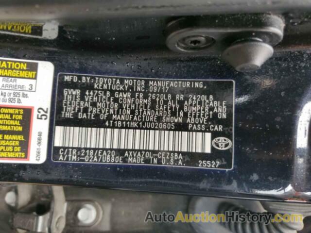 TOYOTA CAMRY L, 4T1B11HK1JU020605