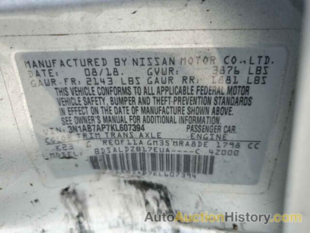 NISSAN SENTRA S, 3N1AB7AP7KL607394