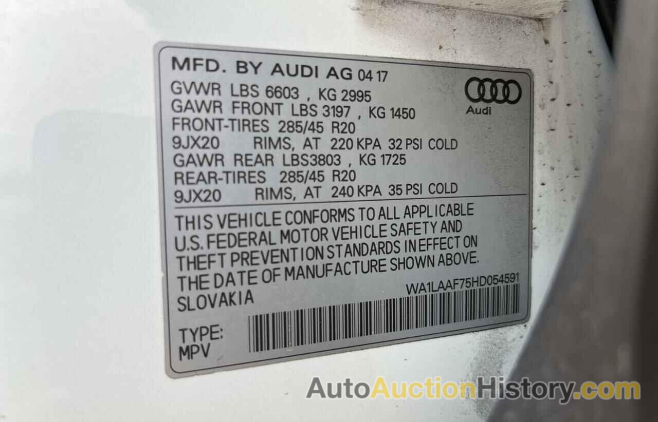 AUDI Q7 PREMIUM PLUS, WA1LAAF75HD054591