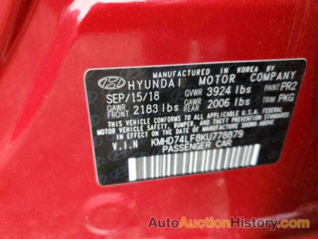 HYUNDAI ELANTRA SE, KMHD74LF8KU778879