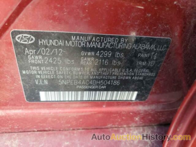 HYUNDAI SONATA GLS, 5NPEB4AC4DH504186