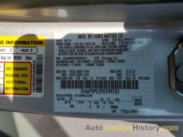 FORD FUSION SE PHEV, 3FA6P0PU2FR299701