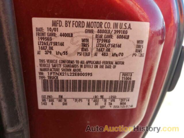 FORD F250 SUPER DUTY, 1FTNX21L22EB00595