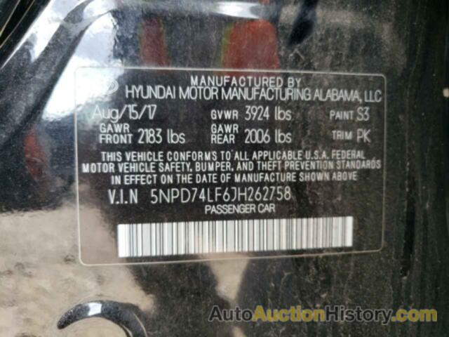 HYUNDAI ELANTRA SE, 5NPD74LF6JH262758