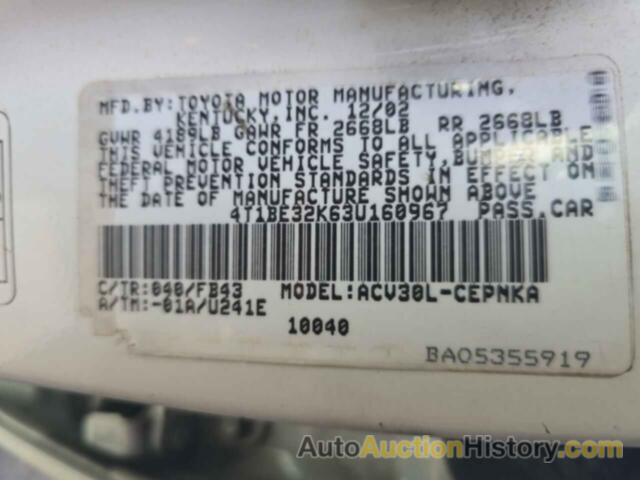 TOYOTA CAMRY LE, 4T1BE32K63U160967