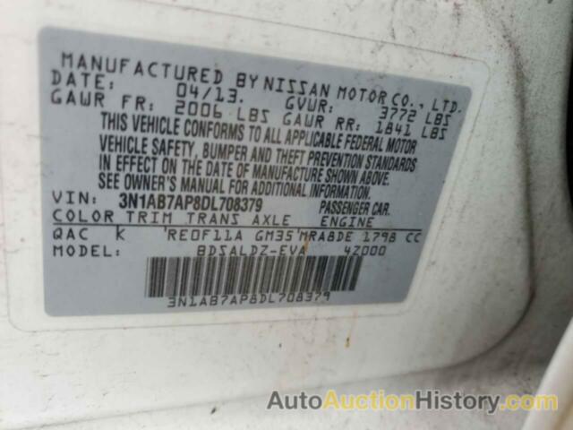 NISSAN SENTRA S, 3N1AB7AP8DL708379