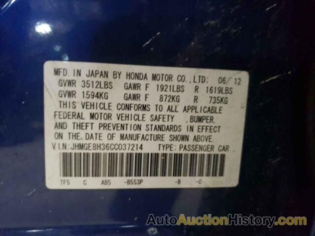 HONDA FIT, JHMGE8H36CC037214