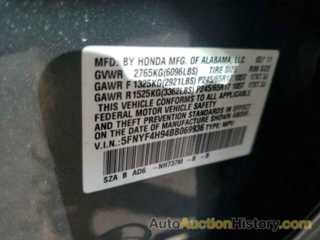 HONDA PILOT TOURING, 5FNYF4H94BB069936