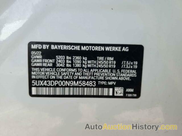 BMW X3 SDRIVE30I, 5UX43DP00N9M58483