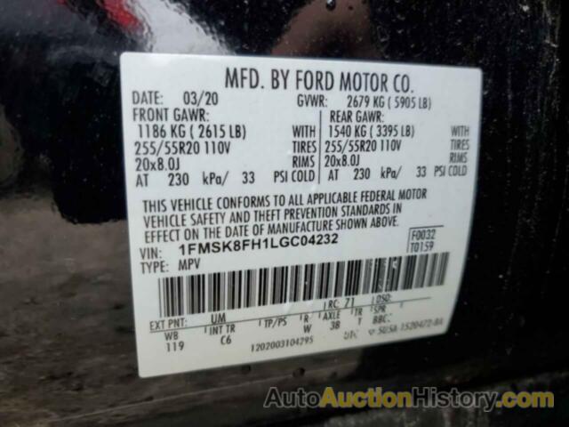 FORD EXPLORER LIMITED, 1FMSK8FH1LGC04232