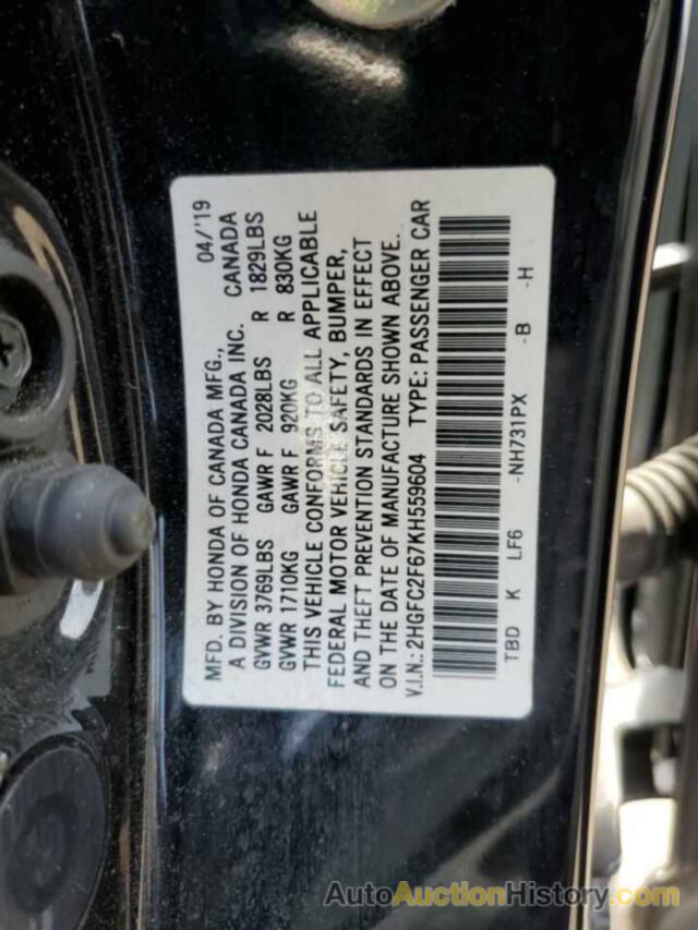 HONDA CIVIC LX, 2HGFC2F67KH559604