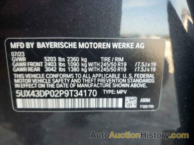 BMW X3 SDRIVE30I, 5UX43DP02P9T34170