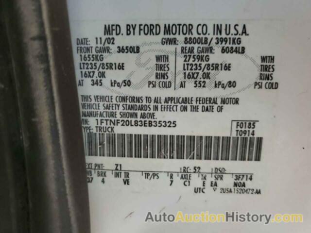 FORD F250 SUPER DUTY, 1FTNF20L83EB35325