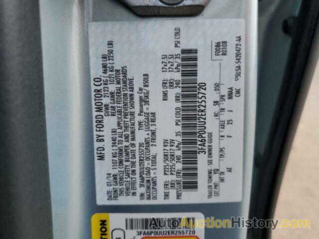 FORD FUSION S HYBRID, 3FA6P0UU2ER255720