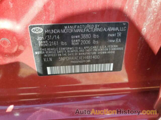 HYUNDAI ELANTRA SE, 5NPDH4AEXEH481400