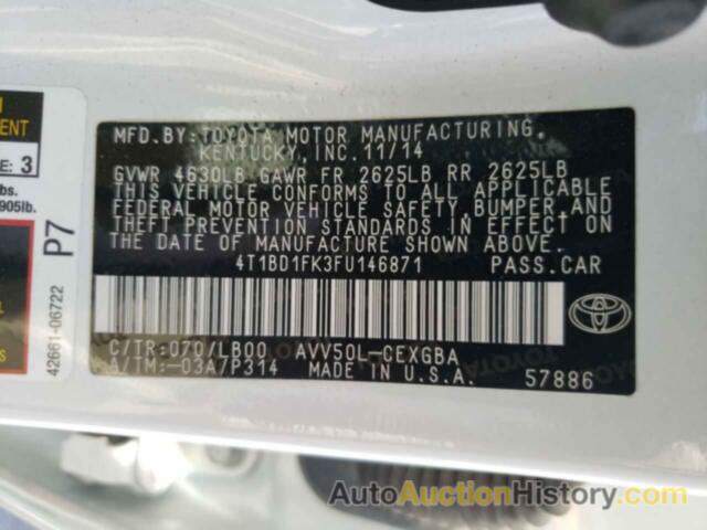 TOYOTA CAMRY HYBRID, 4T1BD1FK3FU146871