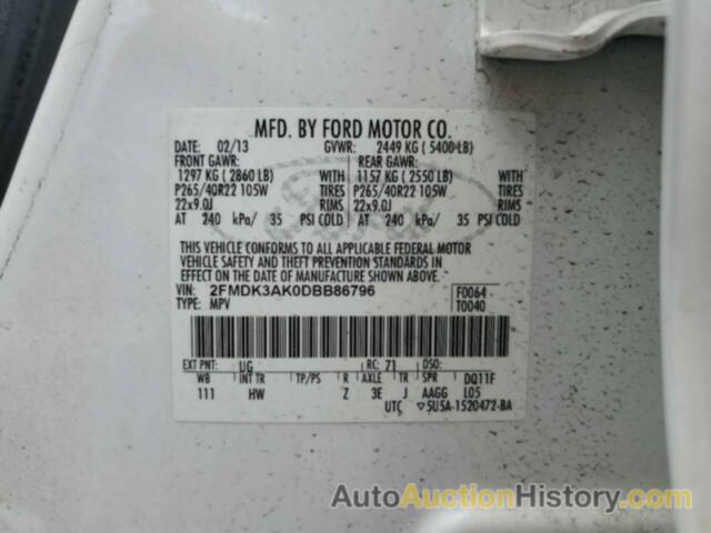 FORD EDGE SPORT, 2FMDK3AK0DBB86796