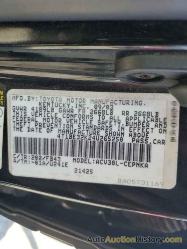 TOYOTA CAMRY LE, 4T1BE32K24U265250