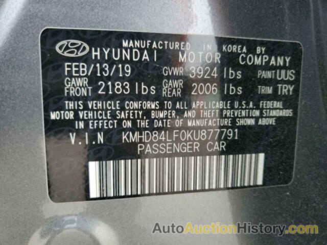 HYUNDAI ELANTRA SEL, KMHD84LF0KU877791