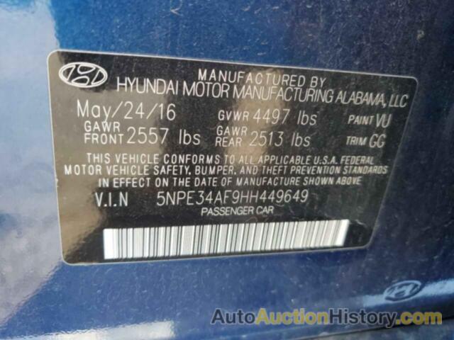 HYUNDAI SONATA SPORT, 5NPE34AF9HH449649