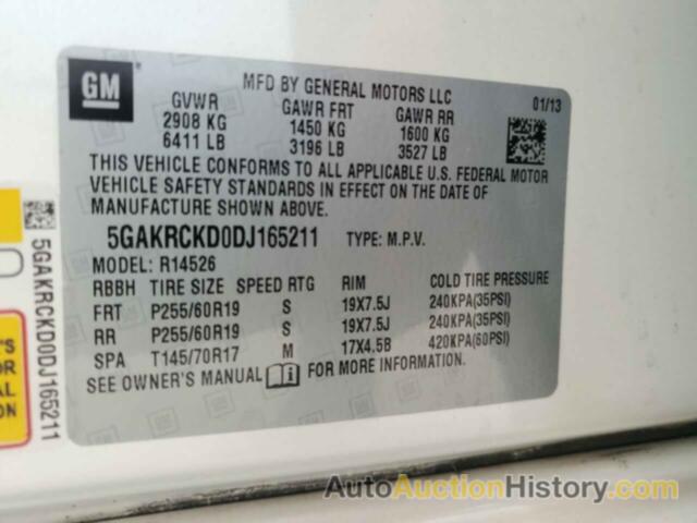 BUICK ENCLAVE, 5GAKRCKD0DJ165211