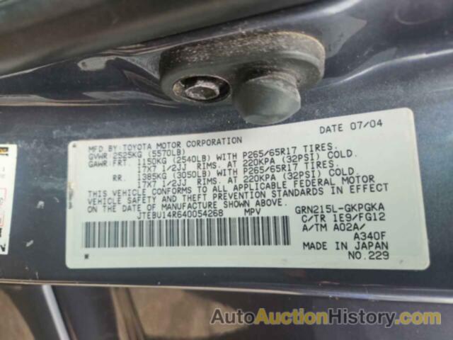 TOYOTA 4RUNNER SR5, JTEBU14R640054268