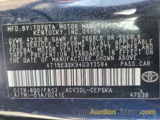 TOYOTA CAMRY LE, 4T1BE32K94U313584