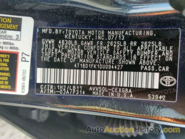 TOYOTA CAMRY HYBRID, 4T1BD1FK1DU094427