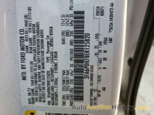 FORD FUSION SE, 3FA6P0H78ER125820